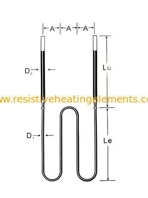 W hình MoSi2 nhiệt nguyên tố 220V 380V Moly Disilicide cho lò chân không